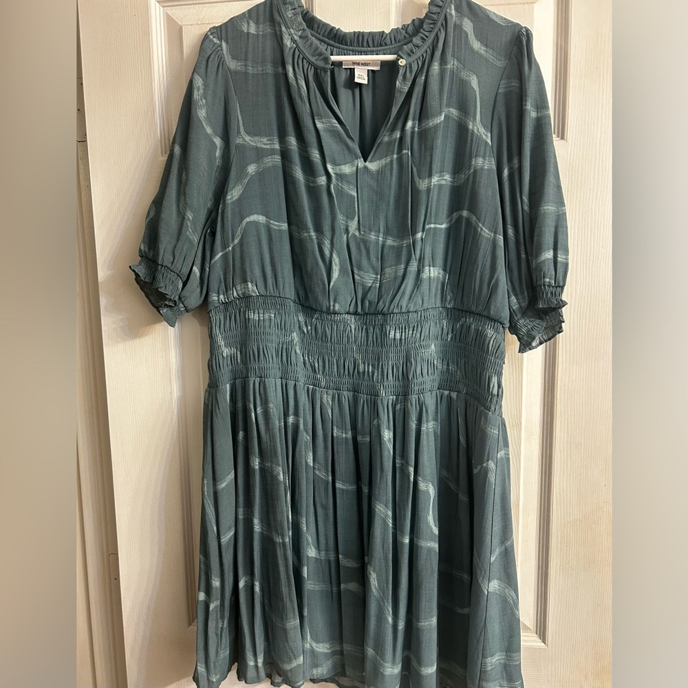 Nine West Teal Green Blouson Mini Dress Size XXL, NWT